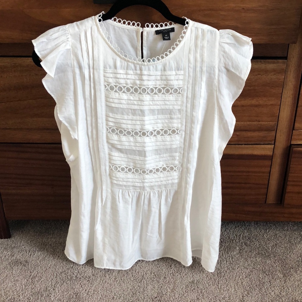 Ann Taylor white blouse new M PM